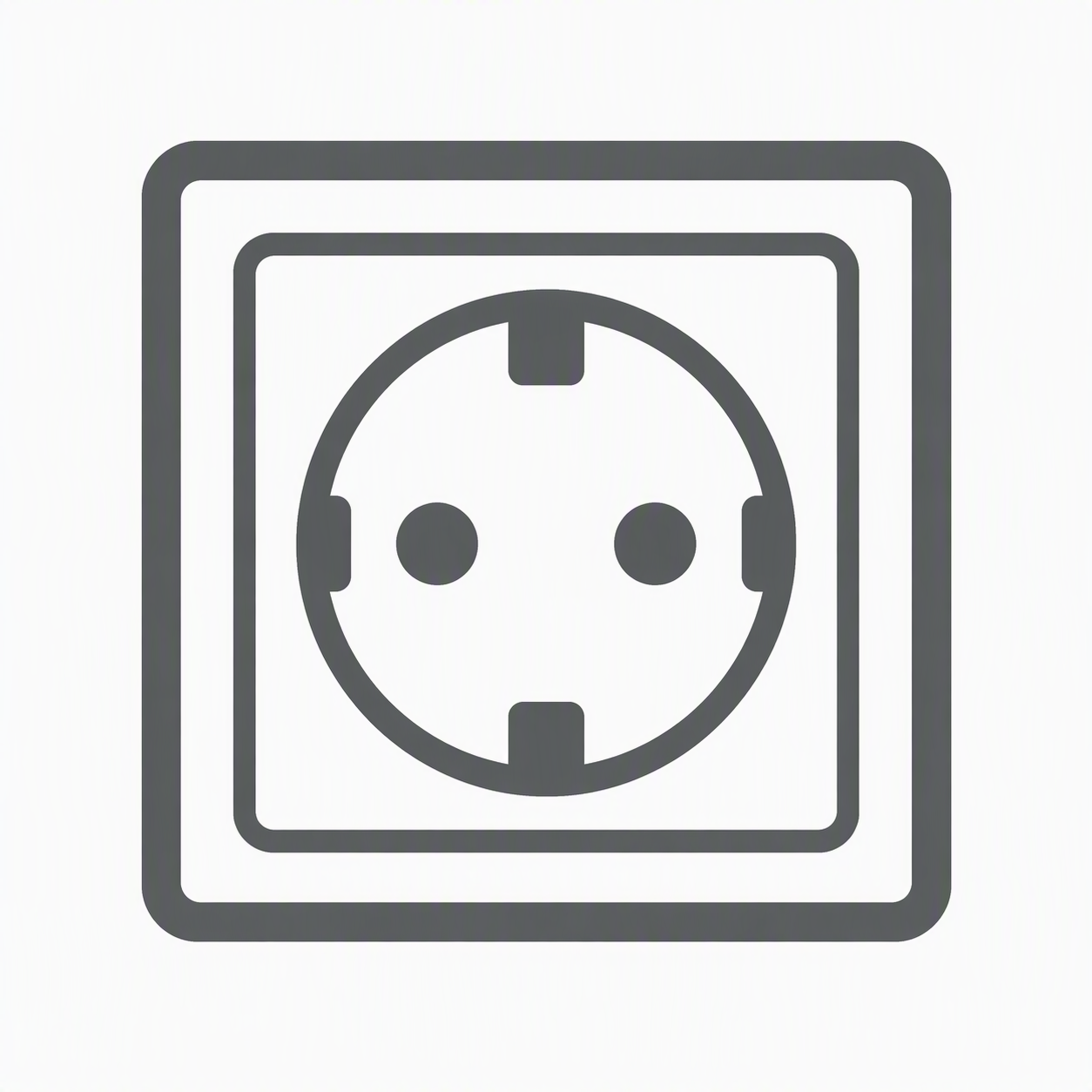 Graues Icon auf weißem Hintergrund  Steckdose